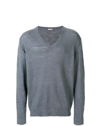 Мужской серый свитер с v-образным вырезом от Massimo Alba