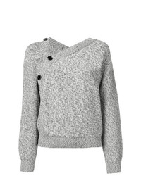 Женский серый свитер с v-образным вырезом от MM6 MAISON MARGIELA