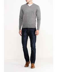Мужской серый свитер с v-образным вырезом от Occhibelli
