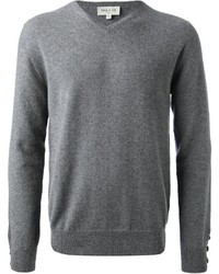 Мужской серый свитер с v-образным вырезом от Paul & Joe