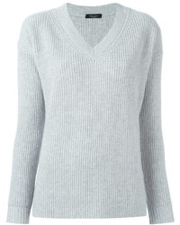 Женский серый свитер с v-образным вырезом от Roberto Collina