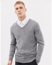 Мужской серый свитер с v-образным вырезом от Selected Homme