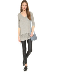 Женский серый свитер с v-образным вырезом от Ella Moss