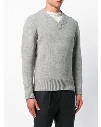 Мужской серый свитер с v-образным вырезом от East Harbour Surplus