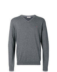 Мужской серый свитер с v-образным вырезом от Sun 68