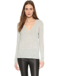 Женский серый свитер с v-образным вырезом от Theory