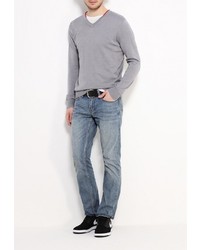 Мужской серый свитер с v-образным вырезом от Tom Farr