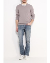 Мужской серый свитер с v-образным вырезом от Tom Farr