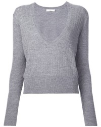 Женский серый свитер с v-образным вырезом от Tome