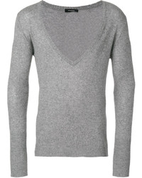 Мужской серый свитер с v-образным вырезом от Unconditional