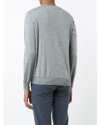 Мужской серый свитер с v-образным вырезом от Eleventy