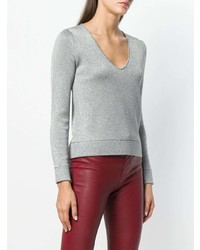 Женский серый свитер с v-образным вырезом от L'Autre Chose