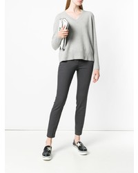 Женский серый свитер с v-образным вырезом от Zanone