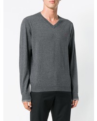 Мужской серый свитер с v-образным вырезом от Sun 68