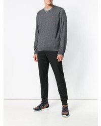 Мужской серый свитер с v-образным вырезом от Sun 68