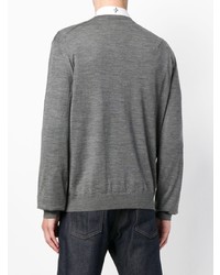 Мужской серый свитер с v-образным вырезом от Gucci