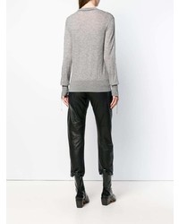 Женский серый свитер с v-образным вырезом от Helmut Lang