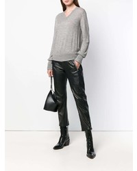 Женский серый свитер с v-образным вырезом от Helmut Lang