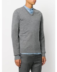 Мужской серый свитер с v-образным вырезом от Joseph