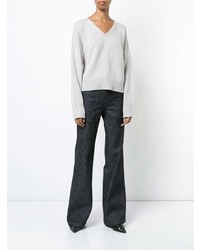 Женский серый свитер с v-образным вырезом от Derek Lam