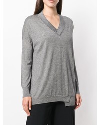 Женский серый свитер с v-образным вырезом от Snobby Sheep