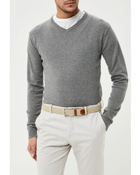Мужской серый свитер с v-образным вырезом от Van Hipster