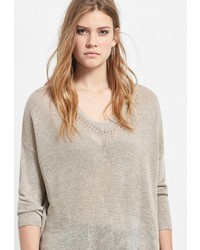 Женский серый свитер с v-образным вырезом от Violeta BY MANGO