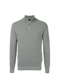 Мужской серый свитер с воротником на молнии от D'urban