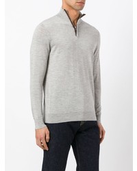 Мужской серый свитер с воротником на молнии от N.Peal