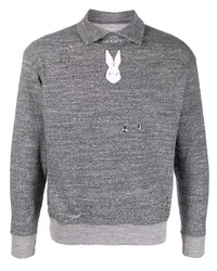 Мужской серый свитер с воротником поло с принтом от Maison Margiela