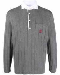 Мужской серый свитер с воротником поло от Brunello Cucinelli