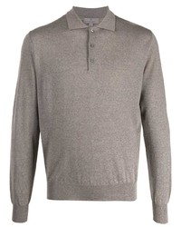 Мужской серый свитер с воротником поло от Canali