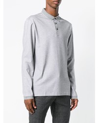 Мужской серый свитер с воротником поло от BOSS HUGO BOSS