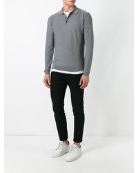 Мужской серый свитер с воротником поло