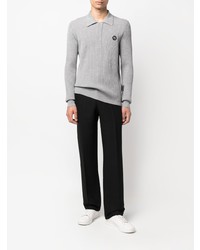 Мужской серый свитер с воротником поло от Philipp Plein