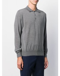 Мужской серый свитер с воротником поло от Canali