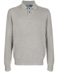 Мужской серый свитер с воротником поло от Polo Ralph Lauren