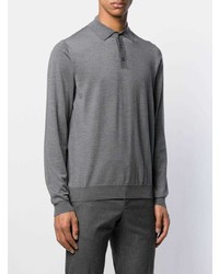 Мужской серый свитер с воротником поло от Zanone