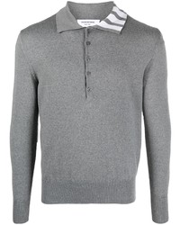 Мужской серый свитер с воротником поло от Thom Browne