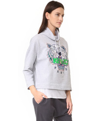 Женский серый свитер с вышивкой от Kenzo