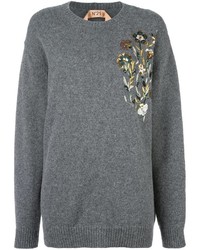 Женский серый свитер с вышивкой от No.21