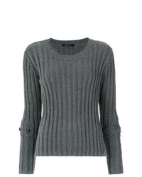 Женский серый свитер с круглым вырезом в вертикальную полоску от Uma Raquel Davidowicz
