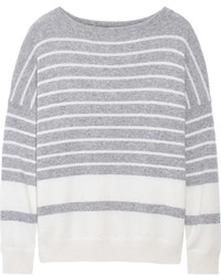 Серый свитер с круглым вырезом в горизонтальную полоску