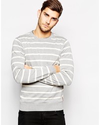Мужской серый свитер с круглым вырезом в горизонтальную полоску от Ben Sherman