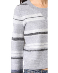Женский серый свитер с круглым вырезом в горизонтальную полоску от Derek Lam 10 Crosby
