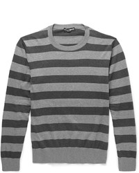 Мужской серый свитер с круглым вырезом в горизонтальную полоску от Dolce & Gabbana