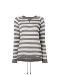 Женский серый свитер с круглым вырезом в горизонтальную полоску от Eleventy