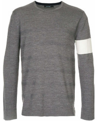 Мужской серый свитер с круглым вырезом в горизонтальную полоску от GUILD PRIME