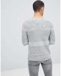 Мужской серый свитер с круглым вырезом в горизонтальную полоску от ONLY & SONS