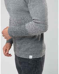 Мужской серый свитер с круглым вырезом в горизонтальную полоску от ONLY & SONS
